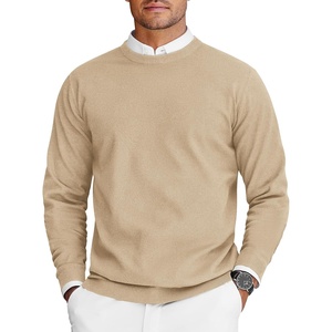COOFANDY Mens Crew Neck Sweaters Long Sleeve Lightweight Pullover Sweater(Light Camel)