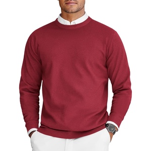 COOFANDY Mens Crew Neck Sweaters Long Sleeve Lightweight Pullover Sweater(Red)