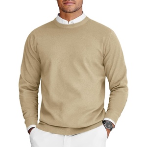 COOFANDY Mens Crew Neck Sweaters Long Sleeve Lightweight Pullover Sweater(Tan)