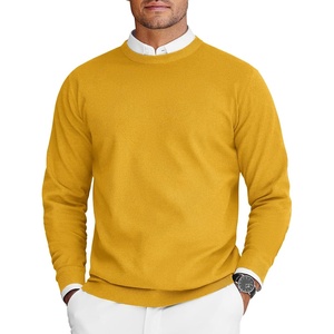 COOFANDY Mens Crew Neck Sweaters Long Sleeve Lightweight Pullover Sweater(Yellow)