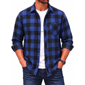 COOFANDY Men’s Flannel Plaid Shirts Long Sleeve Caual Button Down Shirts(Blue)