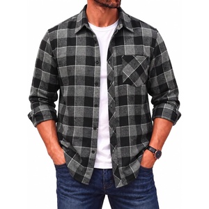 COOFANDY Men’s Flannel Plaid Shirts Long Sleeve Caual Button Down Shirts(Dark Grey)