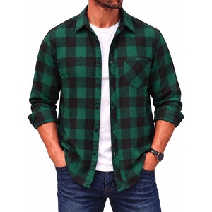 COOFANDY Men’s Flannel Plaid Shirts Long Sleeve Caual Button Down Shirts(Green)