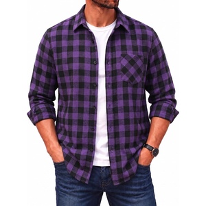 COOFANDY Men’s Flannel Plaid Shirts Long Sleeve Caual Button Down Shirts(Purple)