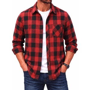 COOFANDY Men’s Flannel Plaid Shirts Long Sleeve Caual Button Down Shirts(Red)