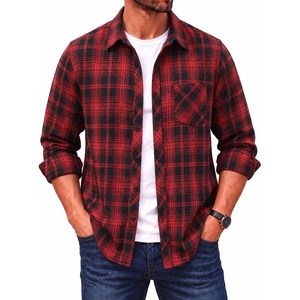 COOFANDY Men’s Flannel Plaid Shirts Long Sleeve Caual Button Down Shirts(Red Black)