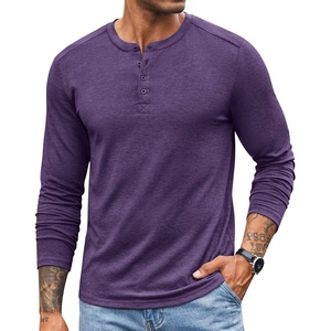 COOFANDY Men’s Henley Shirts Long Sleeve T-Shirt Lightweight Fashion Casual Pullover Tee Shirt(Purple)
