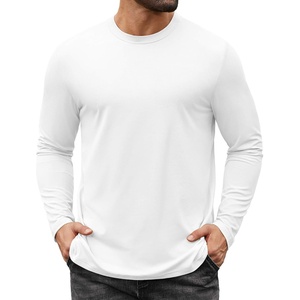 COOFANDY Mens Long Sleeve Tee Shirts Stretch Crew Neck Tee Shirts Casual T Shirts for Men(A-white)