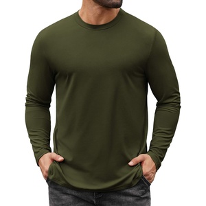 COOFANDY Mens Long Sleeve Tee Shirts Stretch Crew Neck Tee Shirts Casual T Shirts for Men(Dark Army Green)