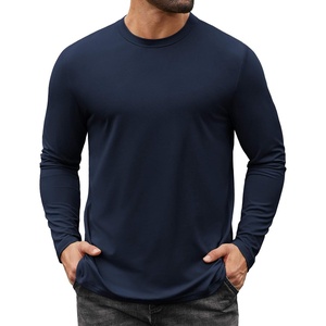 COOFANDY Mens Long Sleeve Tee Shirts Stretch Crew Neck Tee Shirts Casual T Shirts for Men(Dark Blue)