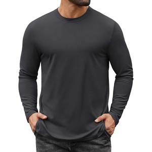 COOFANDY Mens Long Sleeve Tee Shirts Stretch Crew Neck Tee Shirts Casual T Shirts for Men(Dark Grey)