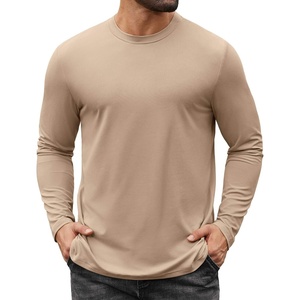 COOFANDY Mens Long Sleeve Tee Shirts Stretch Crew Neck Tee Shirts Casual T Shirts for Men(Khaki)