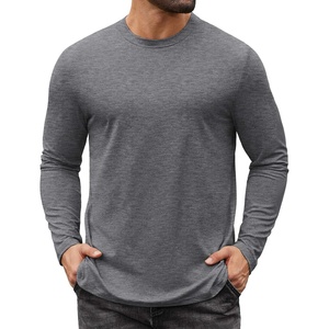 COOFANDY Mens Long Sleeve Tee Shirts Stretch Crew Neck Tee Shirts Casual T Shirts for Men(Light Grey)