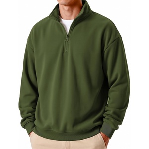 COOFANDY Mens Quarter Zip Pullover Fleece Sweatshirt Casual Quilt Sweater(Army Green)