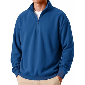 COOFANDY Mens Quarter Zip Pullover Fleece Sweatshirt Casual Quilt Sweater(Blue)