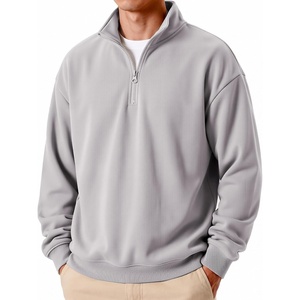 COOFANDY Mens Quarter Zip Pullover Fleece Sweatshirt Casual Quilt Sweater(Light Grey)