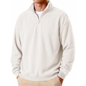 COOFANDY Mens Quarter Zip Pullover Fleece Sweatshirt Casual Quilt Sweater(White)