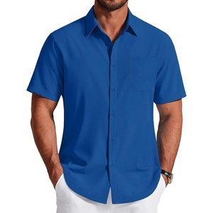COOFANDY Men’s Short Sleeve Dress Shirts Wrinkle Free Casual Button Down Shirts with Pocket(Royal Blue)