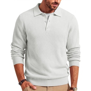 COOFANDY Men’s Sweater Long Sleeve Knitted Polo Textured Casual Pullover(White)