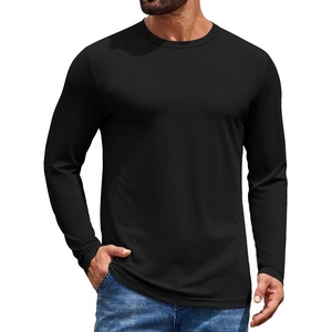 COOFANDY Men’s T Shirts Long Sleeve Cotton Blend T-Shirts Casual Crew Neck Soft Basic Tee Shirts(Black)