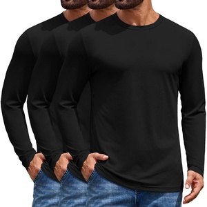 COOFANDY Men’s T Shirts Long Sleeve Cotton Blend T-Shirts Casual Crew Neck Soft Basic Tee Shirts(Black 3 Pack)