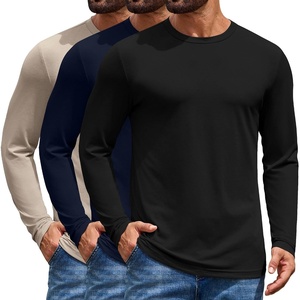 COOFANDY Men’s T Shirts Long Sleeve Cotton Blend T-Shirts Casual Crew Neck Soft Basic Tee Shirts(Black/Blue Violet/Light Khaki 3 Pack)