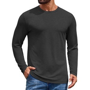 COOFANDY Men’s T Shirts Long Sleeve Cotton Blend T-Shirts Casual Crew Neck Soft Basic Tee Shirts(Dark Grey)