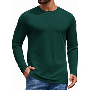 COOFANDY Men’s T Shirts Long Sleeve Cotton Blend T-Shirts Casual Crew Neck Soft Basic Tee Shirts(Lake Green)