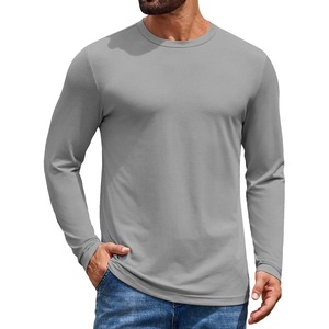 COOFANDY Men’s T Shirts Long Sleeve Cotton Blend T-Shirts Casual Crew Neck Soft Basic Tee Shirts(Light Gray)