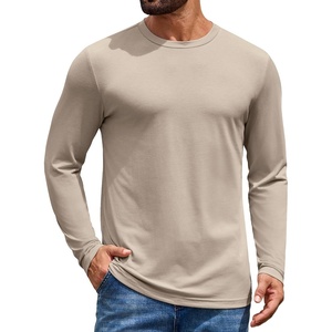 COOFANDY Men’s T Shirts Long Sleeve Cotton Blend T-Shirts Casual Crew Neck Soft Basic Tee Shirts(Light Khaki)