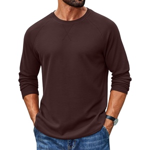 COOFANDY Mens Waffle Long Sleeve Shirt Crew Neck T-Shirts Cotton Tee Shirts(Coffee)
