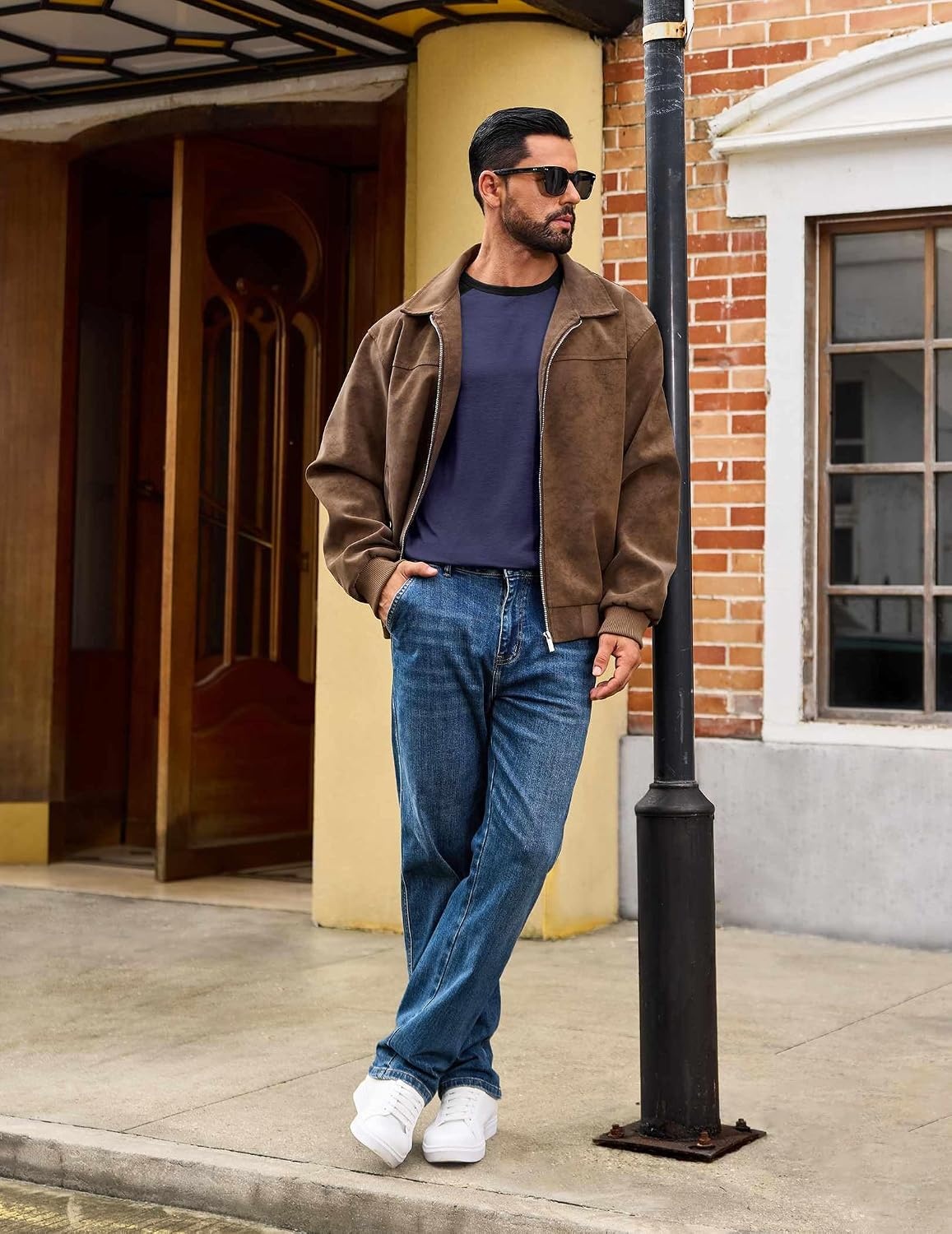 image:imageCOOFANDY Mens Long Sleeve Tee Shirts Casual Crewneck TShirts Baseball TeeNavy Blue