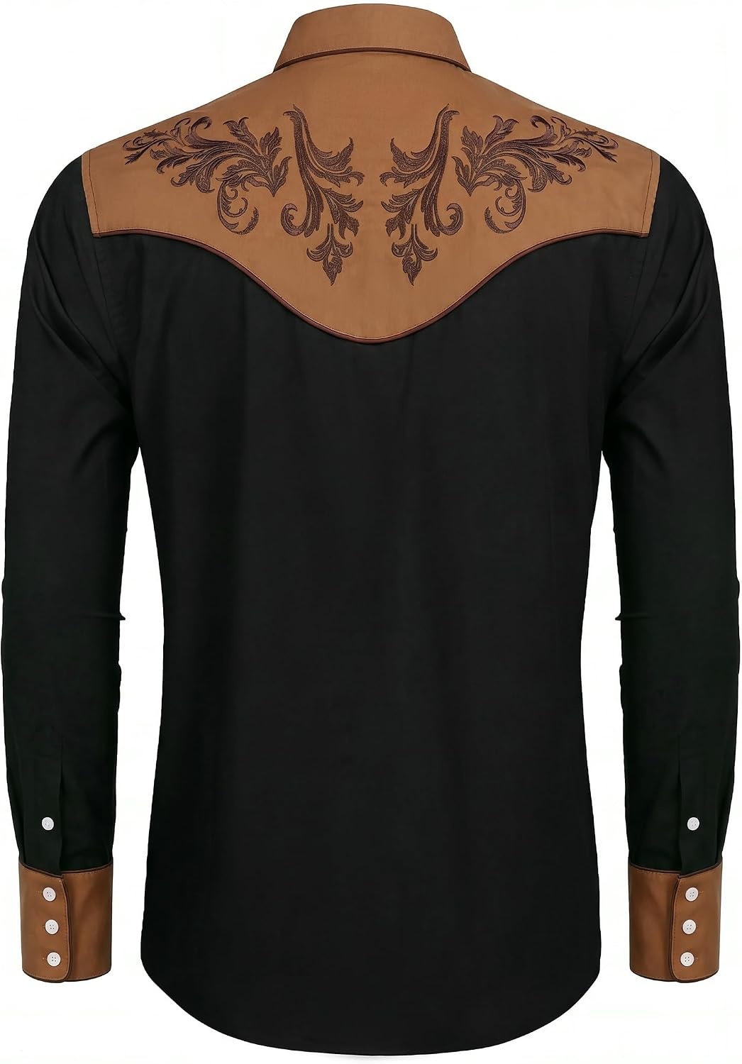 image:imageCOOFANDY Mens Western Cowboy Shirt Embroidered Button Down Long Sleeve ShirtsBlack Brown