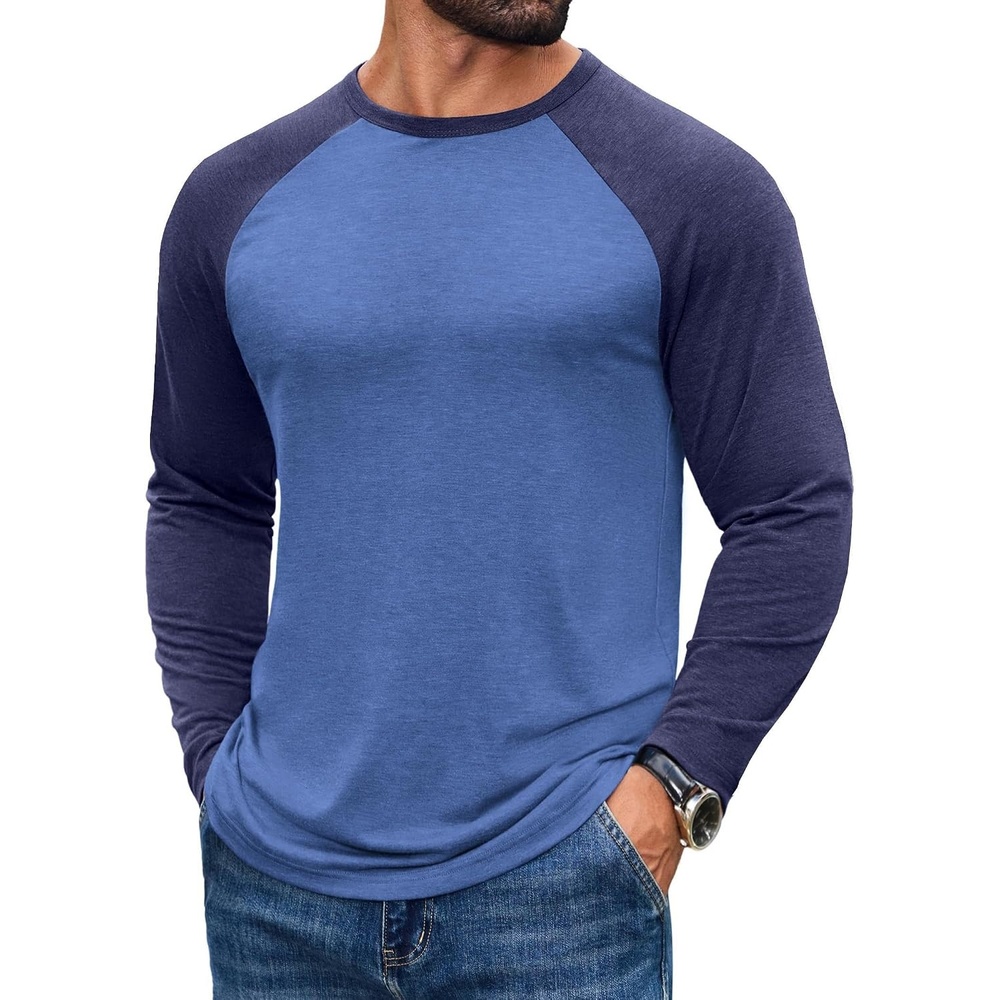 image:imageCOOFANDY Mens Long Sleeve Tee Shirts Casual Crewneck TShirts Baseball TeeRoyal Blue