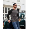 COOFANDY Mens Long Sleeve Tee Shirts Casual Crewneck T-Shirts Baseball Tee(01 Dark Heather Grey)