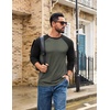 COOFANDY Mens Long Sleeve Tee Shirts Casual Crewneck T-Shirts Baseball Tee(02 Deep Military Green)
