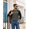 COOFANDY Mens Long Sleeve Tee Shirts Casual Crewneck T-Shirts Baseball Tee(02 Deep Military Green)