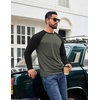 COOFANDY Mens Long Sleeve Tee Shirts Casual Crewneck T-Shirts Baseball Tee(02 Deep Military Green)