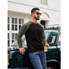 COOFANDY Mens Long Sleeve Tee Shirts Casual Crewneck T-Shirts Baseball Tee(Black)