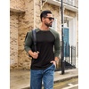 COOFANDY Mens Long Sleeve Tee Shirts Casual Crewneck T-Shirts Baseball Tee(Black)