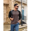 COOFANDY Mens Long Sleeve Tee Shirts Casual Crewneck T-Shirts Baseball Tee(Brown)