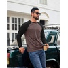 COOFANDY Mens Long Sleeve Tee Shirts Casual Crewneck T-Shirts Baseball Tee(Brown)
