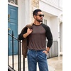 COOFANDY Mens Long Sleeve Tee Shirts Casual Crewneck T-Shirts Baseball Tee(Brown)