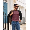 COOFANDY Mens Long Sleeve Tee Shirts Casual Crewneck T-Shirts Baseball Tee(Jujube Red)