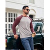 COOFANDY Mens Long Sleeve Tee Shirts Casual Crewneck T-Shirts Baseball Tee(Light Gray)