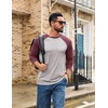 COOFANDY Mens Long Sleeve Tee Shirts Casual Crewneck T-Shirts Baseball Tee(Light Gray)
