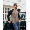 COOFANDY Mens Long Sleeve Tee Shirts Casual Crewneck T-Shirts Baseball Tee(Moon Grey)