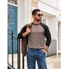 COOFANDY Mens Long Sleeve Tee Shirts Casual Crewneck T-Shirts Baseball Tee(Moon Grey)