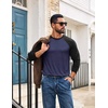 COOFANDY Mens Long Sleeve Tee Shirts Casual Crewneck T-Shirts Baseball Tee(Navy Blue)