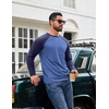 COOFANDY Mens Long Sleeve Tee Shirts Casual Crewneck T-Shirts Baseball Tee(Royal Blue)